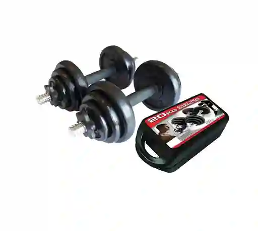 Set Mancuernas Pesas 20 Kg Discos Ejercicio Gimnasio + Estuche