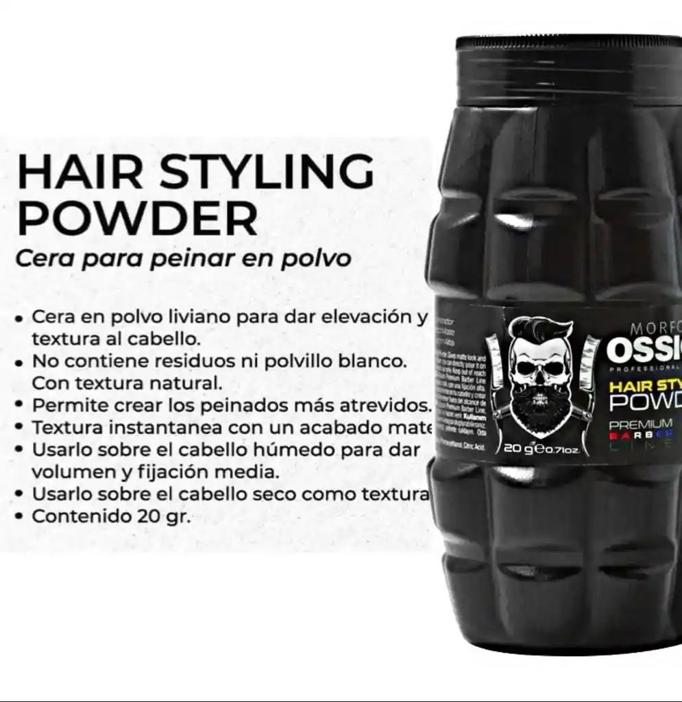 Polvos Peinado Texturizante Ossion Morfose Fijación Cabello Matte