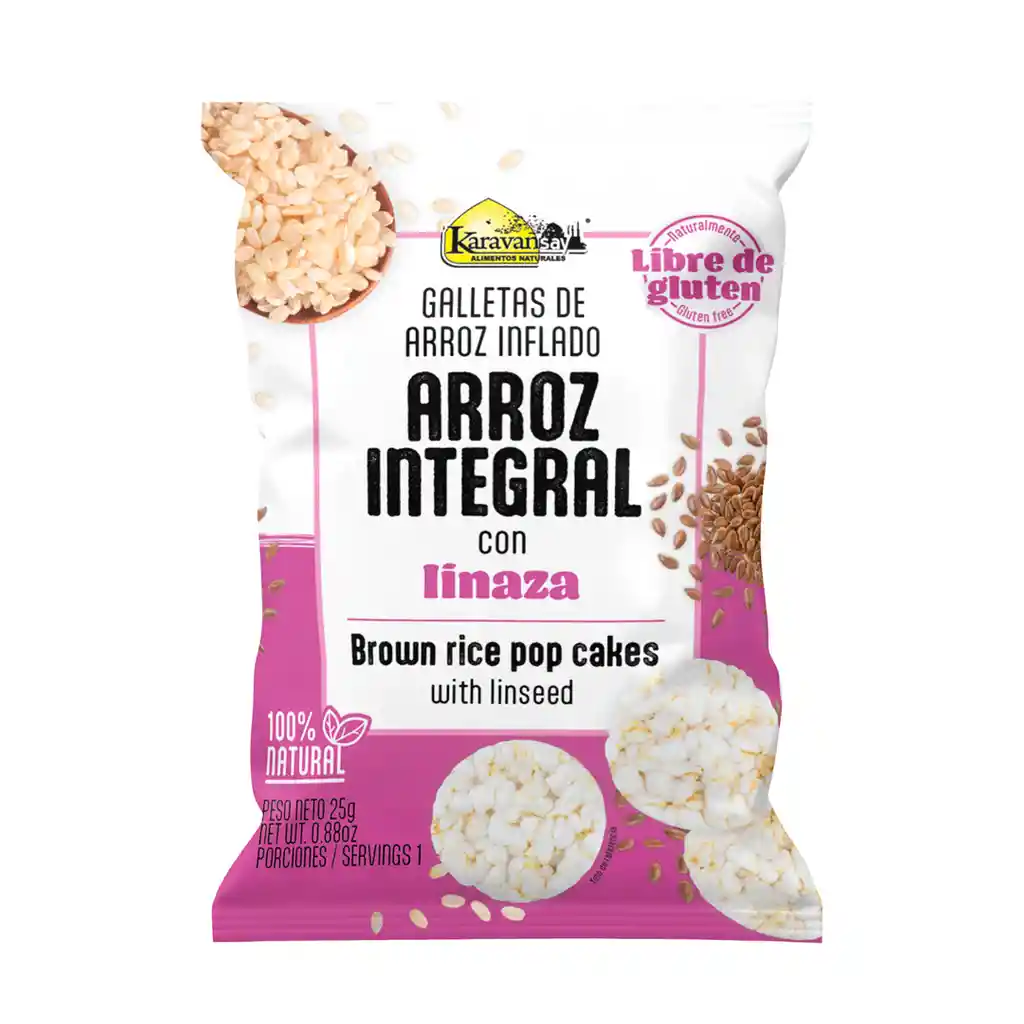 Galletas De Arroz Inflado Con Linaza 25g Karavansay