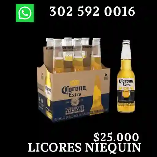 Six Corona Cerveza Extra En Botella