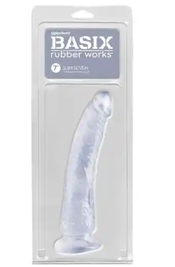 Dildo Pipedream Basix Rubber Works Slim - Dong De 7 Pulgadas Con Ventosa Transparente