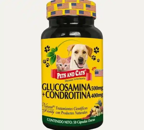 Glucosamina Para Mascotas Glucosamina Para Perros Y Gatos + Condroitina Fco X 50 Capsulas