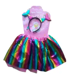 Halloween Tutu De Colores Sirena Con Balaca Para Niñas