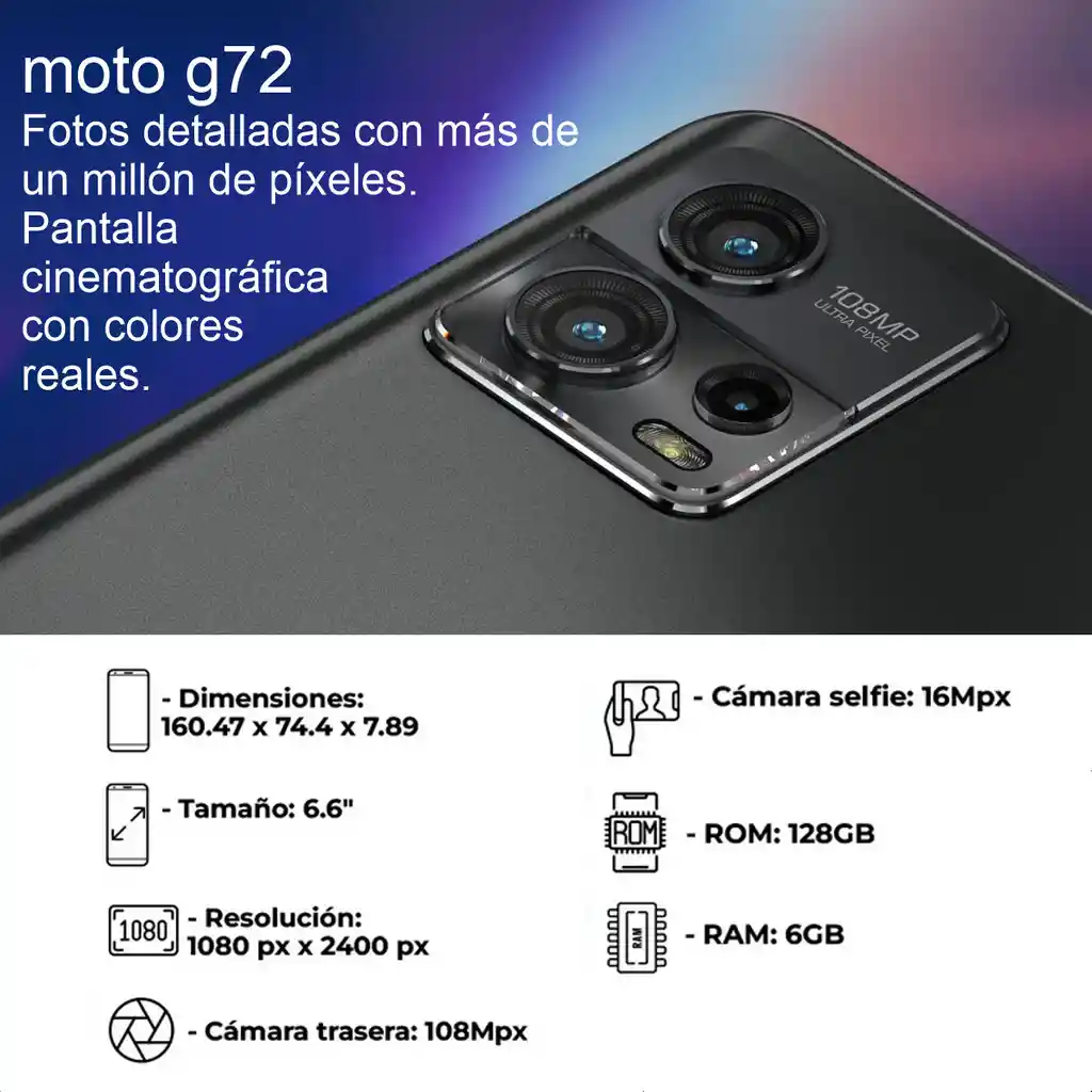 Celular Motorola Moto G72 Dual Sim 128gb 6gb Ram 6.6 108mp