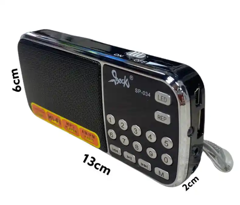 Radio Parlante Recargable Am/fm Bolsillo Sp-034