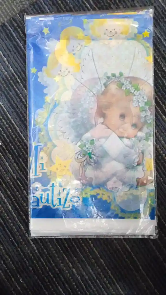 Mantel De 6 Puestos Para Fiesta De Bautizo Niño Con Vestido Blanco