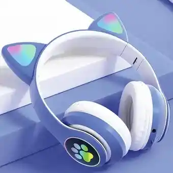 Audífonos Diadema Bluetooth Con Luz Orejas De Gato
