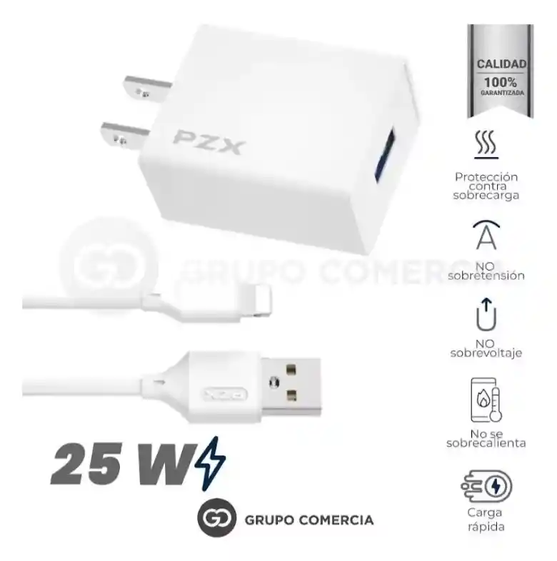 Cargador Para Iphone Pzx Carga Rápida 25w