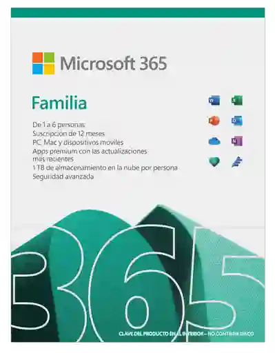 Microsoft Office 365 Familia 6 Usuarios 12 Meses Onedrive Word Excel