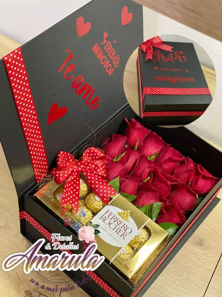 Caja Rosas Y Chocolates