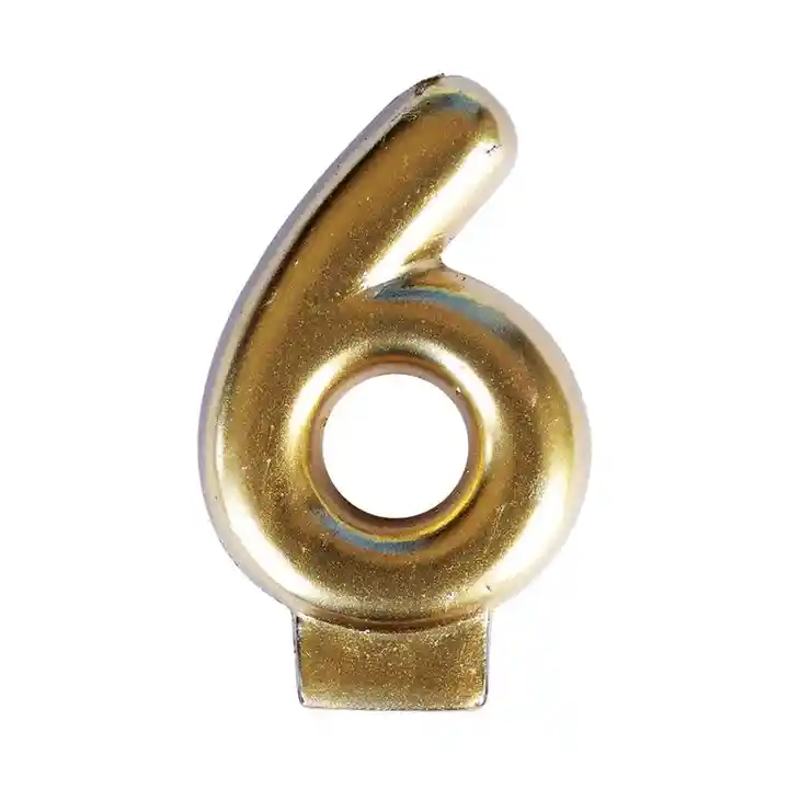 Vela Dorada Numero 6 Metalizada