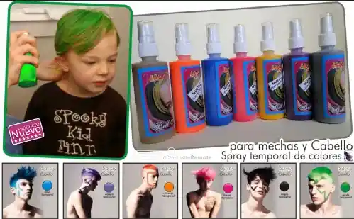 Laca Para Cabello Colores Fantasía Halloween