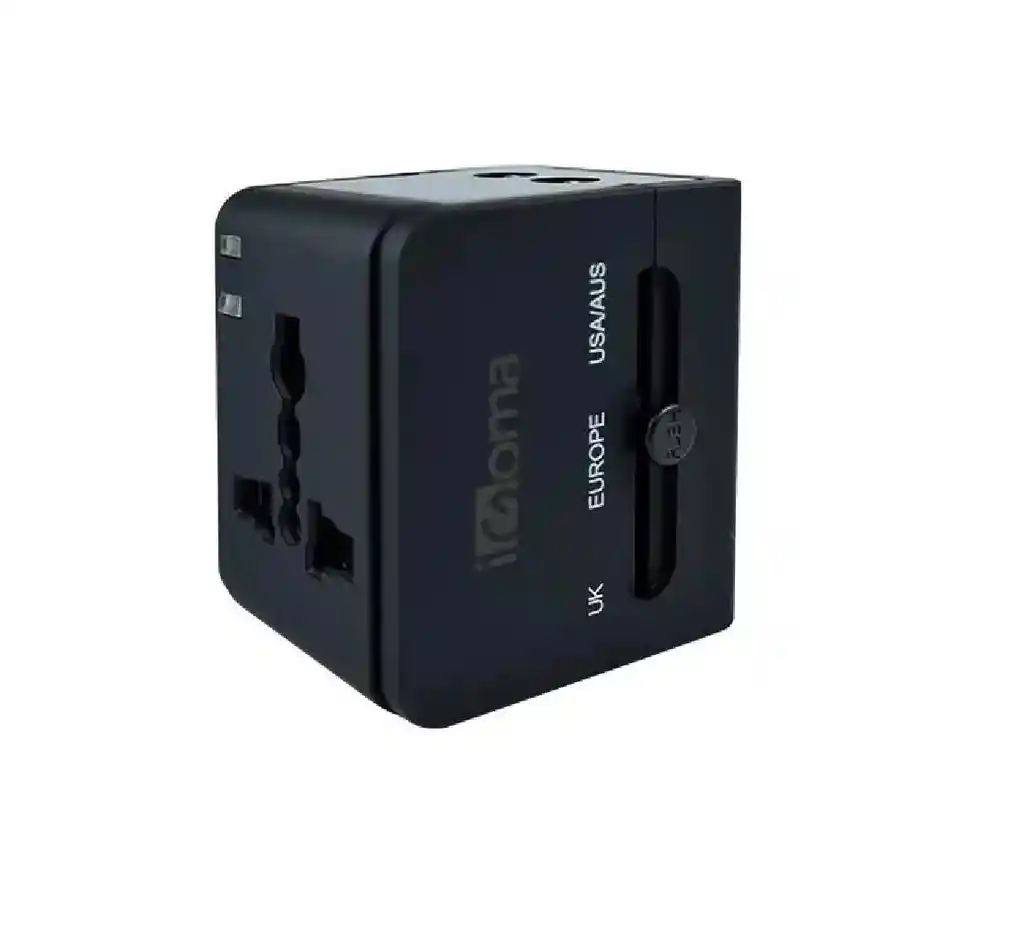 Adaptador Viaje Puerto Usb Paquete Universal Usa Uk Europa Negro