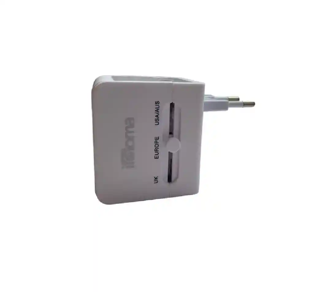 Adaptador Viaje Puerto Usb Paquete Universal Usa Uk Europa Blanco