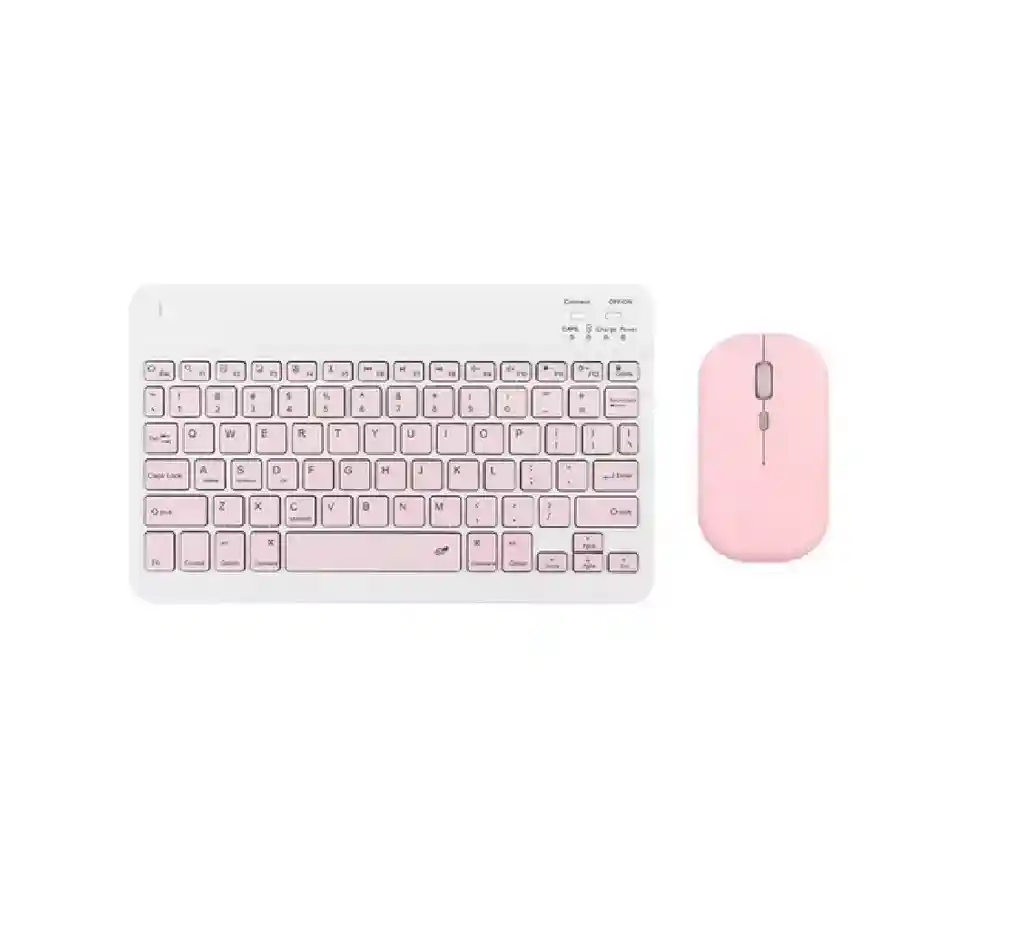 Kit Mouse Y Teclado Bluetooth Tablet - Pc - Celular 10 Rosado