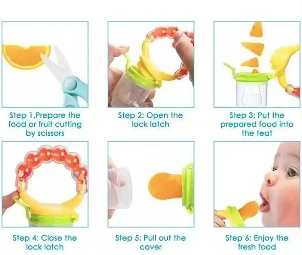 Chupo Alimentador De Fruta Para Bebé En Silicona Con Sonajero