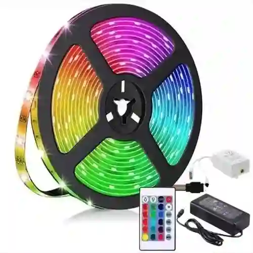 Cinta Led Tira Luces 5 Mts Rgb Multicolor Con Control Deluxe