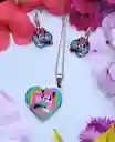 Trio Cadena Y Aretes Diseño Minnie Mouse