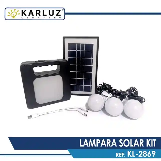 Kit Solar Cargador De Celulares Portatil + 3 Bombillos 3.5w + Lampara De Mano Todo En Uno