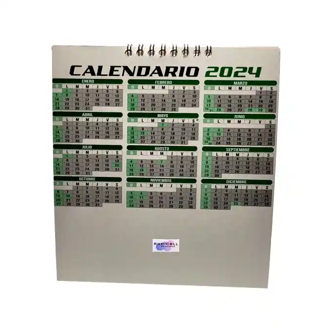 Calendario Programador 2024 Escritorio Pequeño Verde Rappi