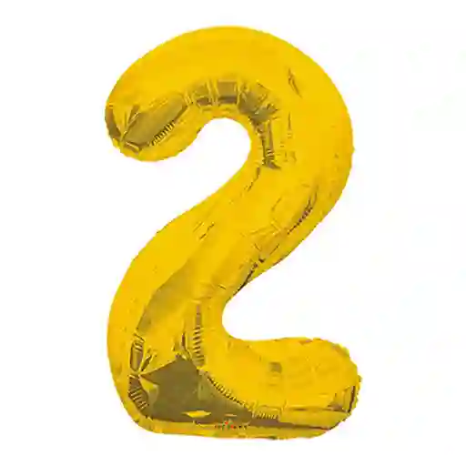 Globo Número 2 Dorado Metalizado Pequeño