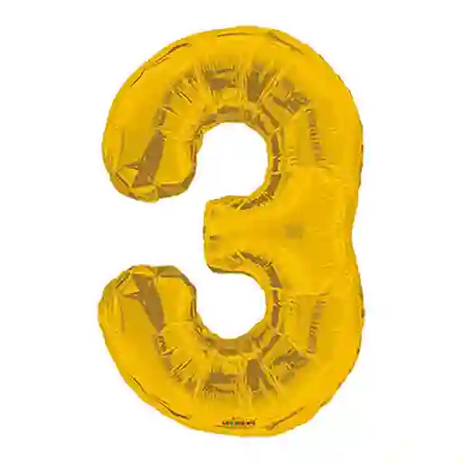 Globo Número 3 Dorado Metalizado Pequeño