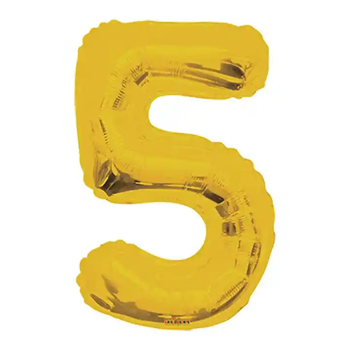 Globo Número 5 Dorado Metalizado Pequeño