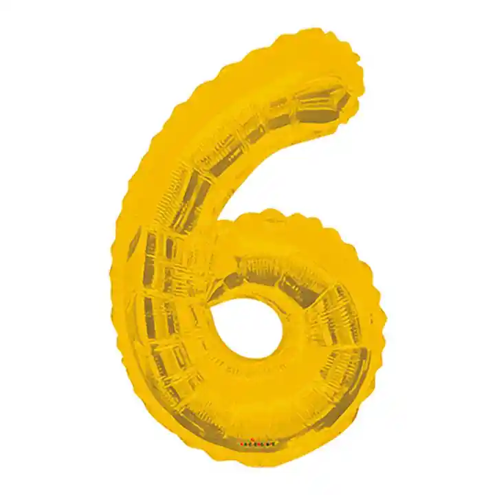 Globo Número 6 Dorado Metalizado Pequeño