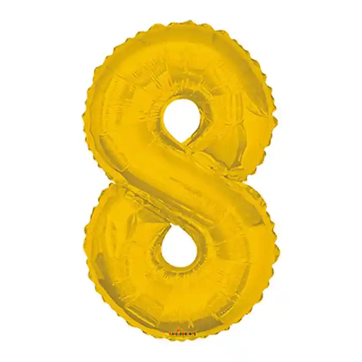 Globo Número 8 Dorado Metalizado Pequeño