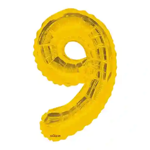 Globo Número 9 Dorado Metalizado Pequeño