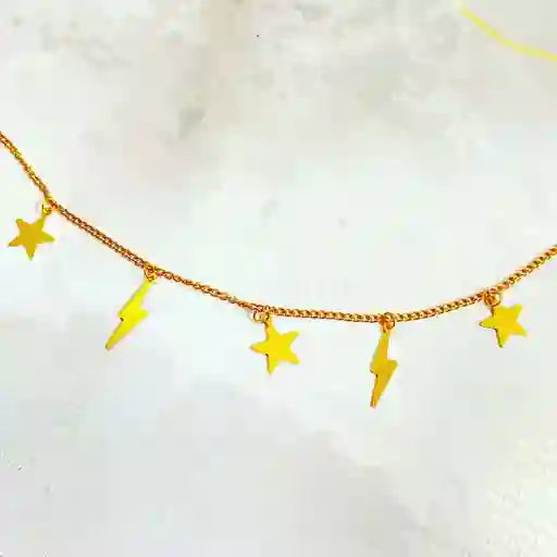 Tobillera Estrellas Y Rayo Dorada