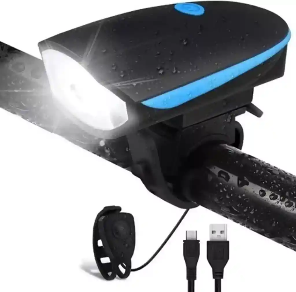 Luz Linterna Para Bicicleta Con Pito Recargable 250 Lumens