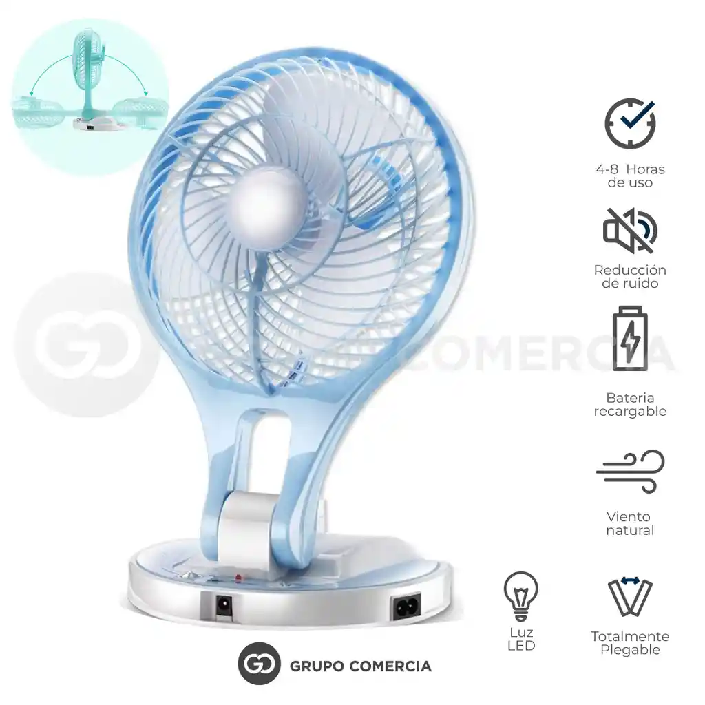 Mini Ventilador Portátil Recargable Led De Dos Intensidades