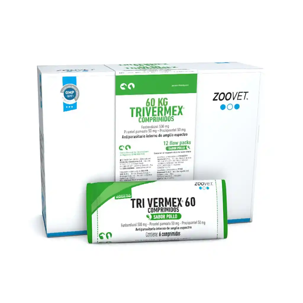 Antiparasitario Interno Para Perros Tri Vermex Tab, Hasta 60 Kg, Blister X 6