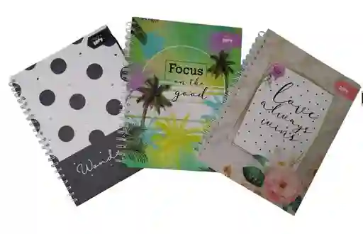 Cuaderno Cuadriculado 5 Materias Argollado Para Mujer Crazy Love