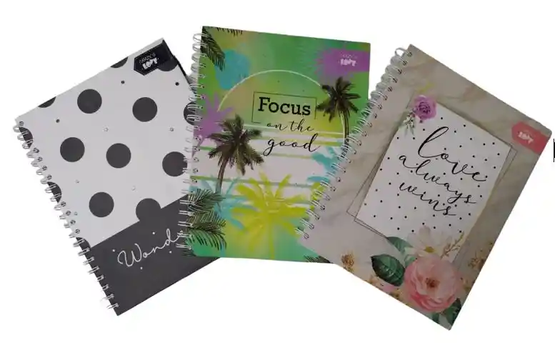 Cuaderno Cuadriculado 5 Materias Argollado Para Mujer Crazy Love