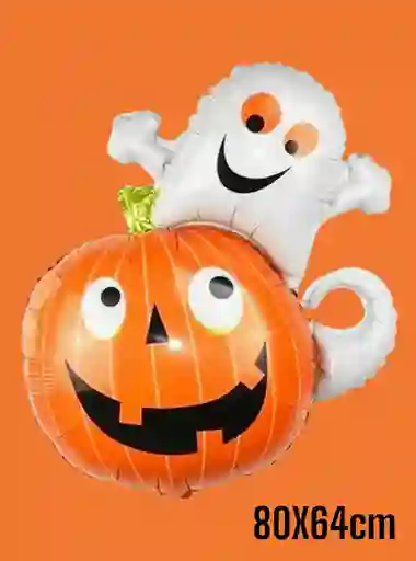 Globo Metalizado Calabaza Y Fantasma/ 80x64cm