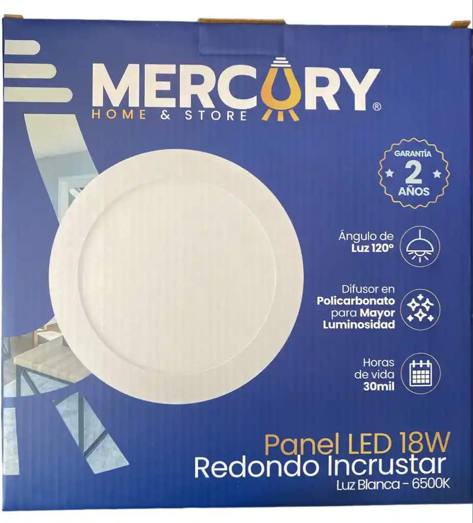 Panel Led 18w 8" Blanco Redondo Incrustar