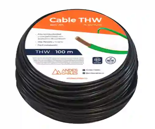 Cable Flexible Andes Thw #10 Awg Negro 70180