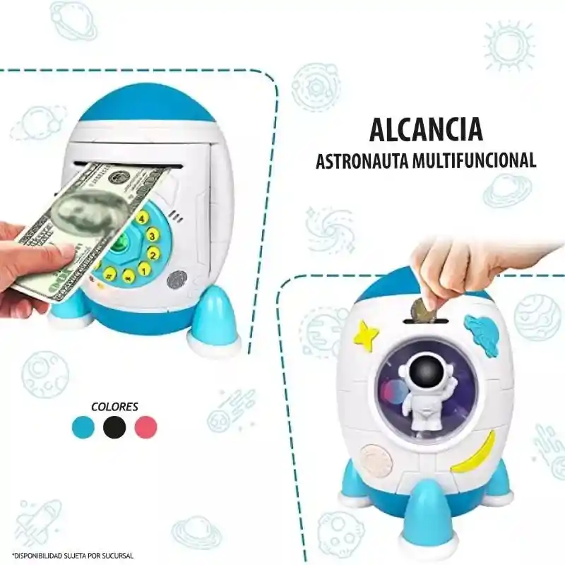 Alcancía Monedas Billetes Nave Espacial Astronauta Niños Ahorro