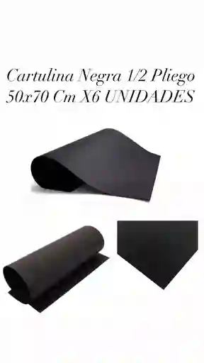 Cartulina Negra 1/2 Pliego 50x70 Cm X6 Unidades
