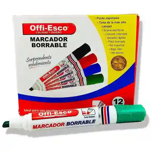 Marcador Borrable Verde Offi Esco Oe-510