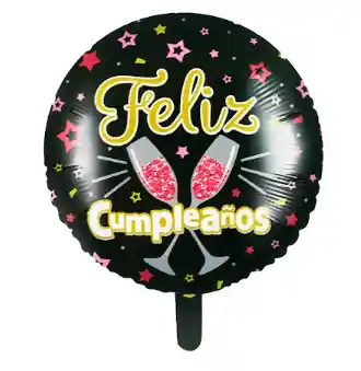 Globo Metalizado De Feliz Cumpleaños Color Negro