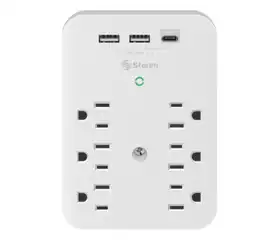 Clavija Adaptadora De 6 Contactos Polarizados Y Triple Cargador Usb