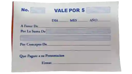 Talonario "vale Por"