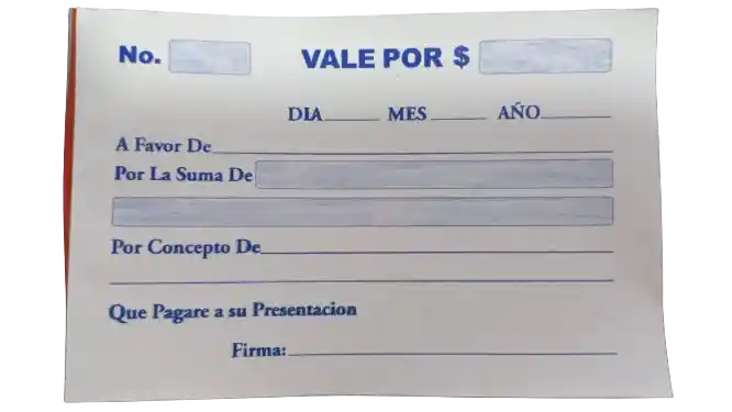 Talonario "vale Por"