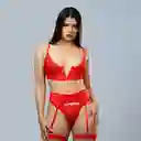 Talla 38/ Xl Conjunto Viviana Rojo Con Liguero Chantal