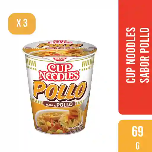 Cup Noodles Sabor Pollo 69 Gr X 3 Unidades