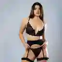 Talla 36/ L Conjunto Viviana Negro Con Liguero Chantal