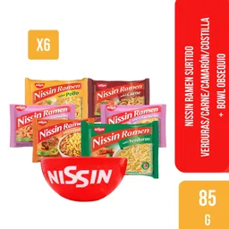 Nissin Ramen Pack X6 Uds Carne/verduras/costilla/camaron